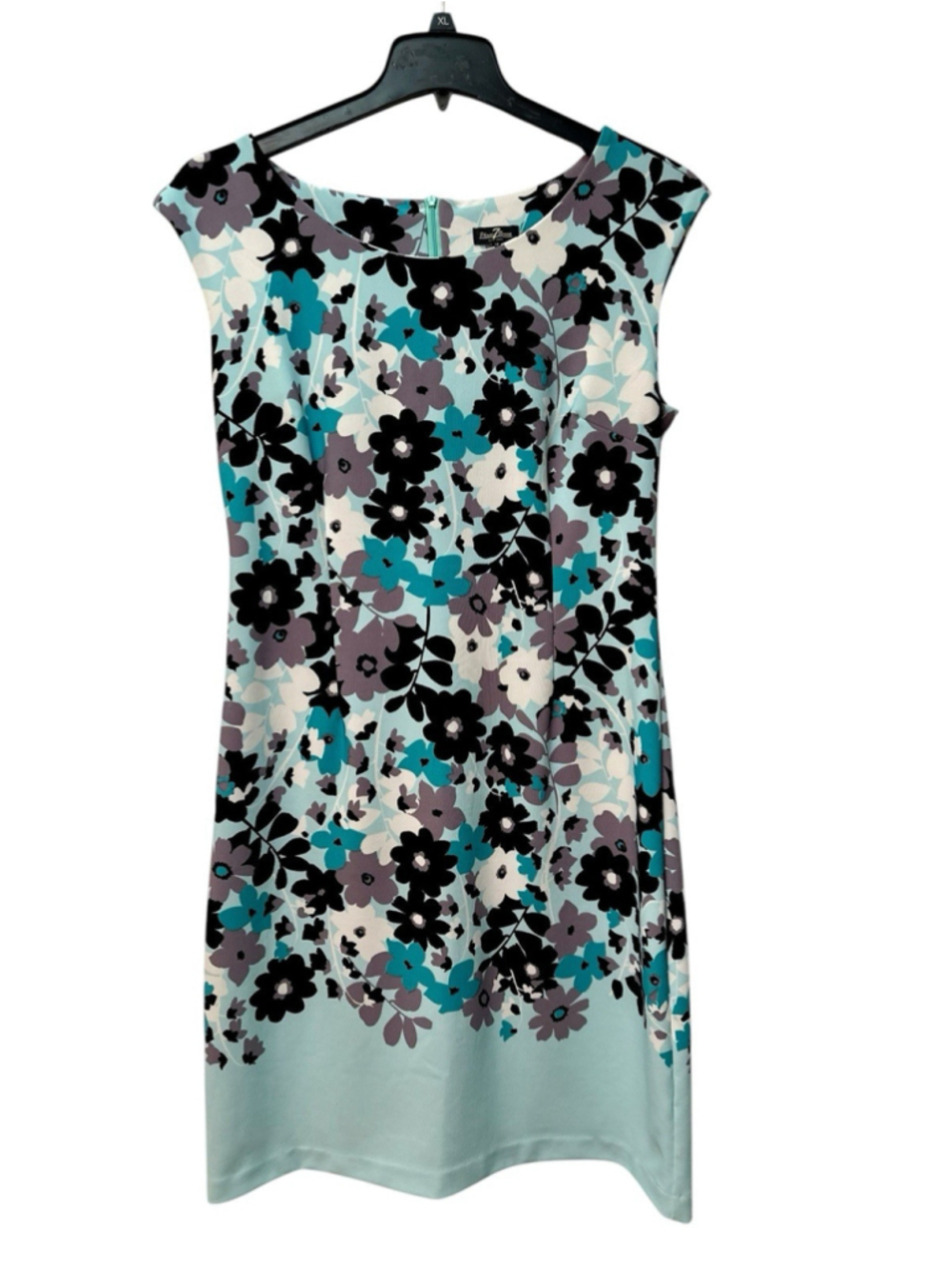 Phase 7 Seven Floral Shift Dress Womens 14 Stretch Sea-Green/Blue Knee-Length